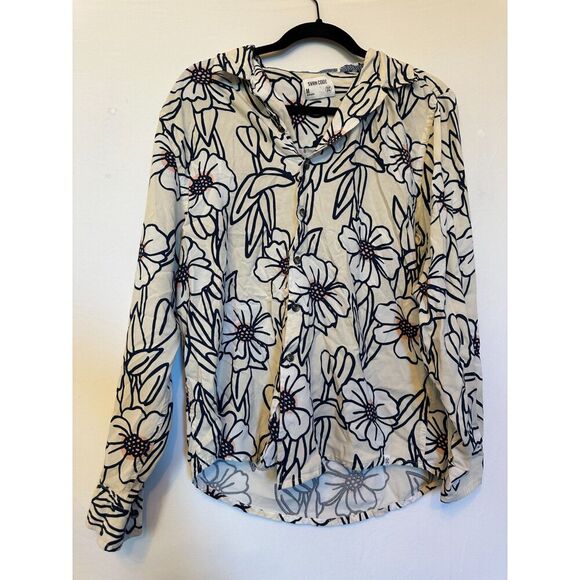 SVRN Code Floral Longsleeve Button Up Blouse Size Medium - Picture 1 of 5